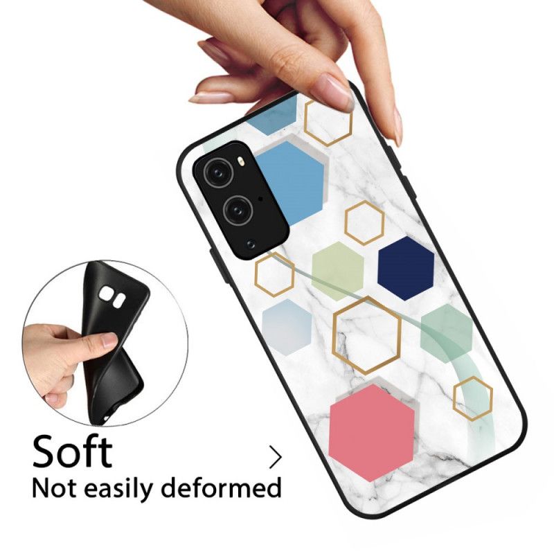 Cover for OnePlus 9 Sort Marmorfarvet Geometri