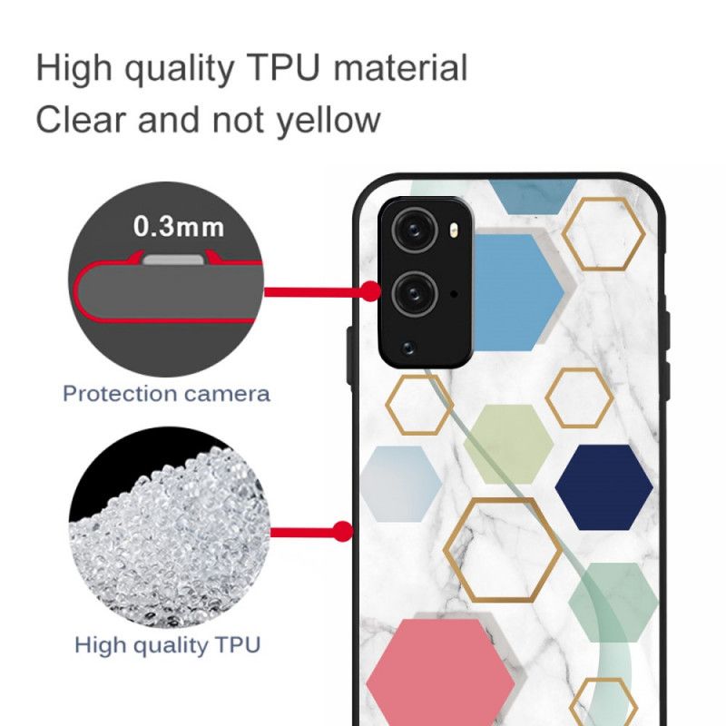 Cover for OnePlus 9 Sort Marmorfarvet Geometri