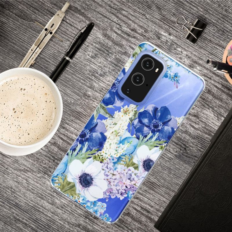 Cover OnePlus 9 Akvarelblå Blomster