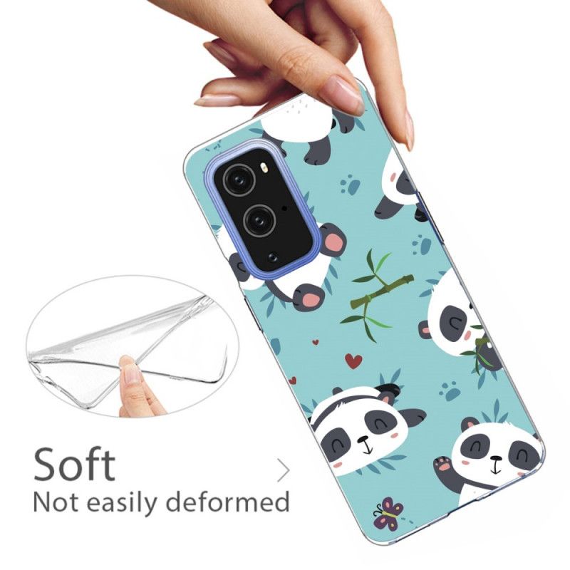 Cover OnePlus 9 Grøn Mobilcover Bunke Af Pandaer