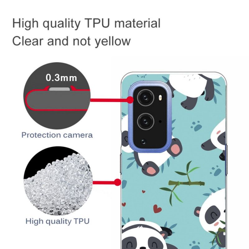 Cover OnePlus 9 Grøn Mobilcover Bunke Af Pandaer