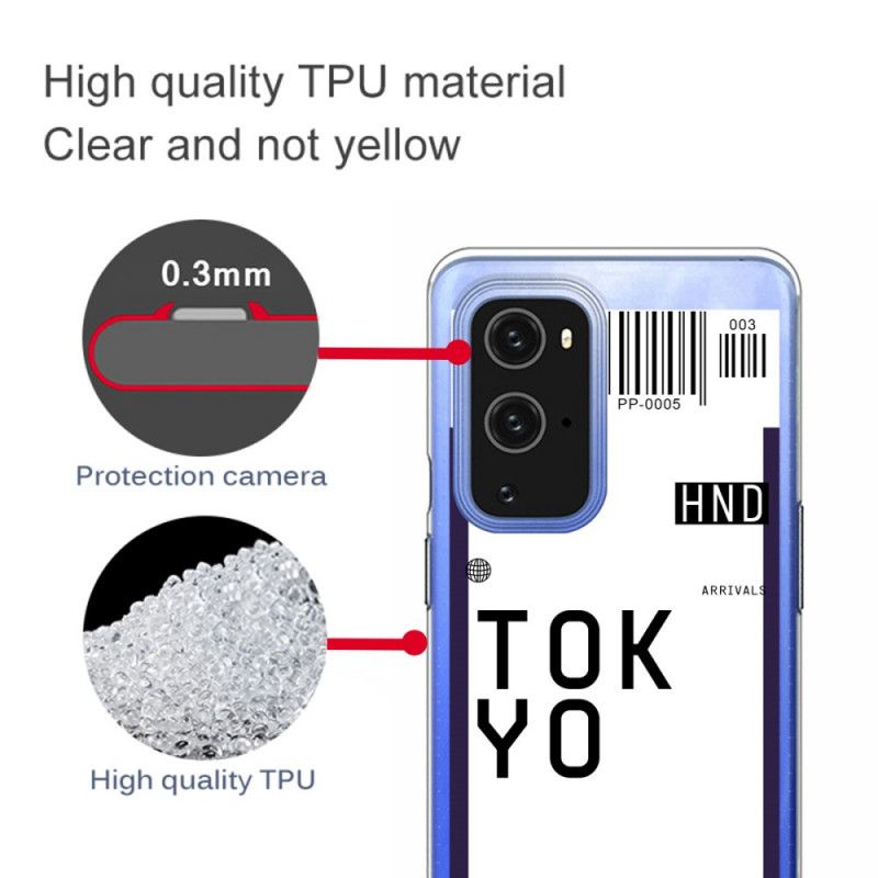 Cover OnePlus 9 Sort Boardingkort Tokyo Beskyttelse