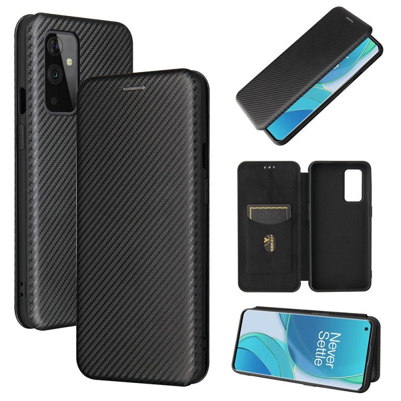 Læder Cover for OnePlus 9 Sort Kulstofsilikon