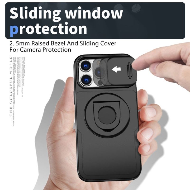 Cover iPhone 16 Pro Telefon Etui Magnetisk Støttering Og Glidende Linsebeskytter