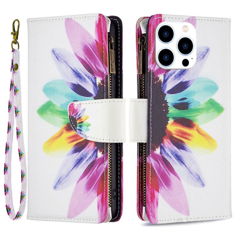 Flip Cover iPhone 16 Pro Akvarel Blomsterpung