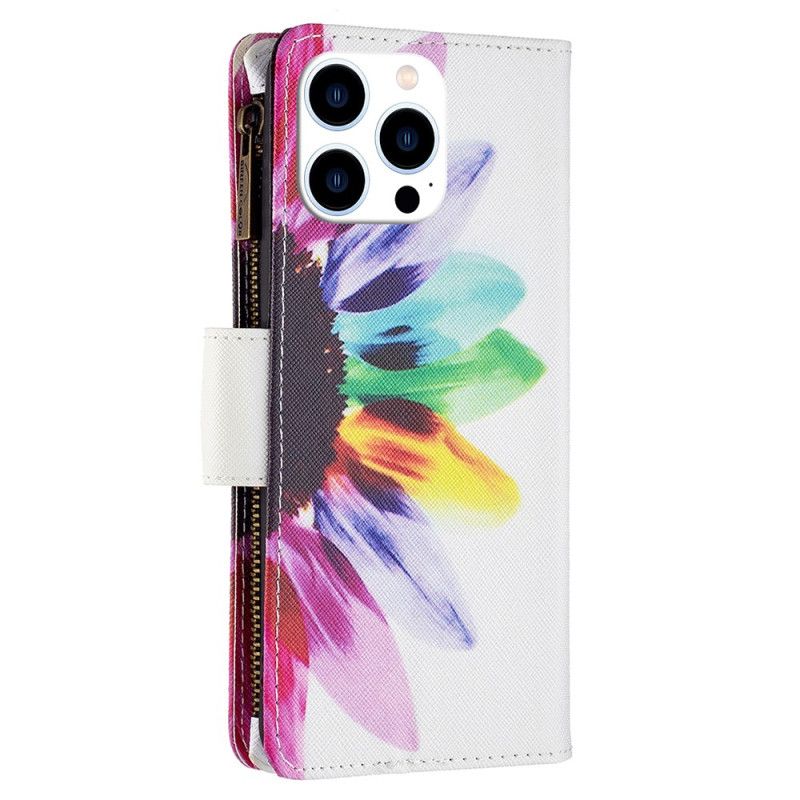 Flip Cover iPhone 16 Pro Akvarel Blomsterpung