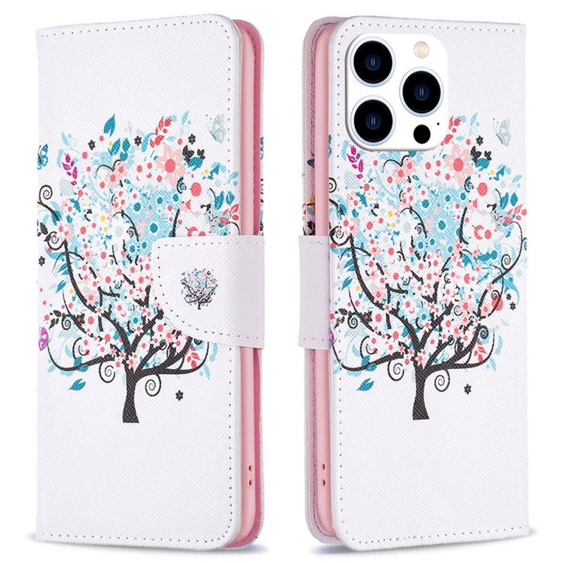 Flip Cover iPhone 16 Pro Blomstret Træ