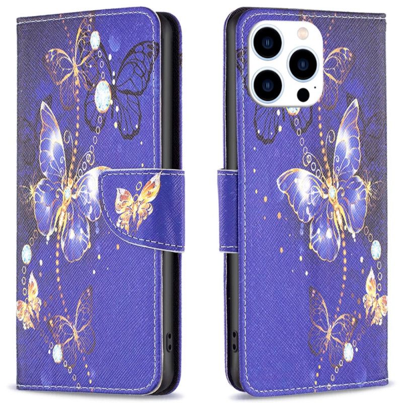 Flip Cover iPhone 16 Pro Lilla Sommerfugle