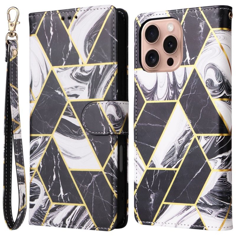 Flip Cover iPhone 16 Pro Marmorrem Design