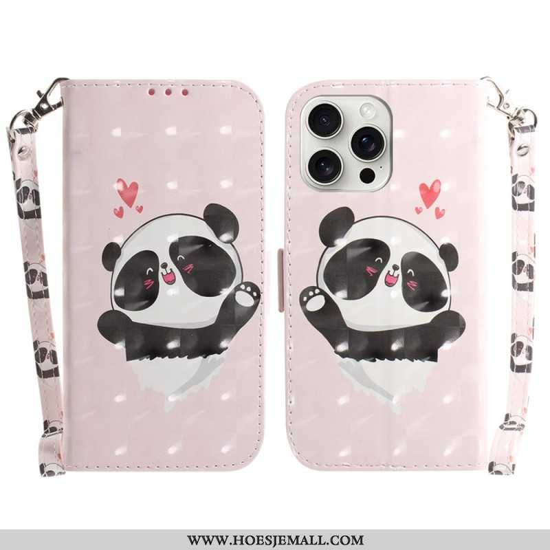 Flip Cover iPhone 16 Pro Panda Love Med Rem