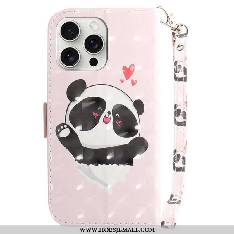 Flip Cover iPhone 16 Pro Panda Love Med Rem