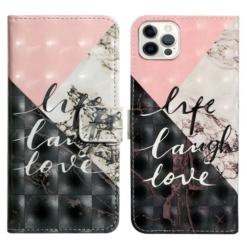 Flip Cover iPhone 16 Pro Trefarvet Marmor