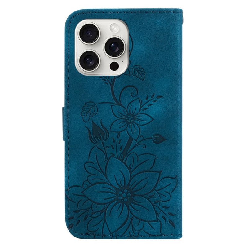 Læder Cover iPhone 16 Pro Telefon Etui Blomster