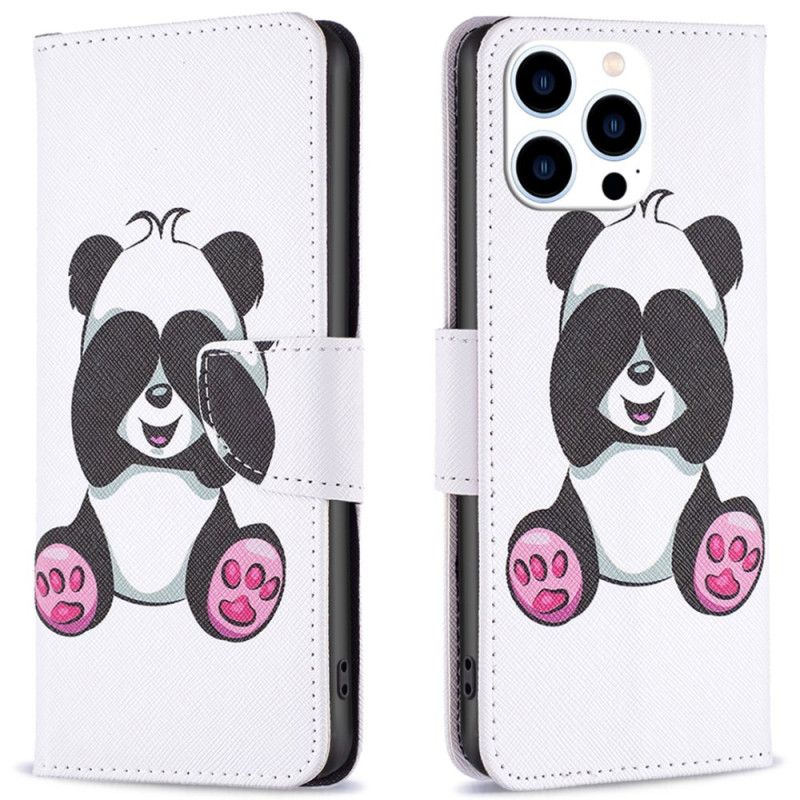 Læder Cover iPhone 16 Pro Telefon Etui Panda