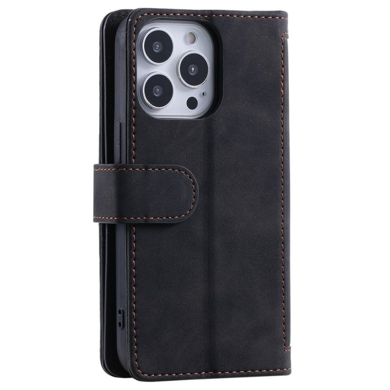 Læder Cover iPhone 16 Pro Telefon Etui Pung 9 Kortholdere