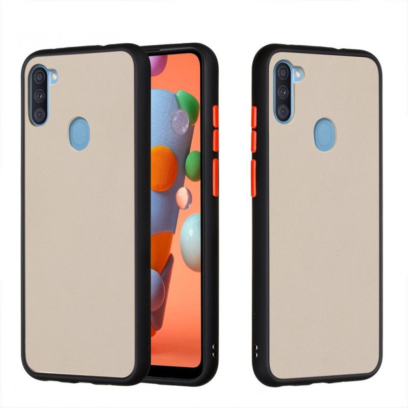 Cover for Samsung Galaxy M11 Sort Hybrid Med Farvede Kanter