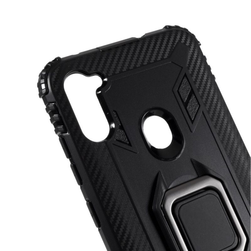 Cover Samsung Galaxy M11 Sort Ring Og Kulfiber Beskyttelse