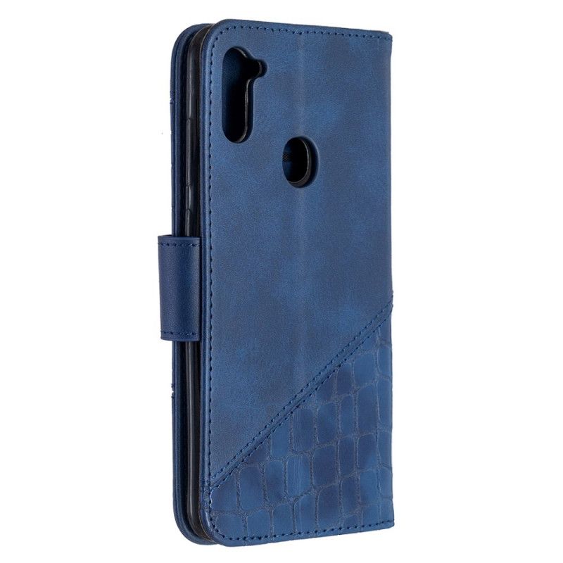 Flip Cover Læder for Samsung Galaxy M11 Sort Klassisk Krokodillehudeffekt