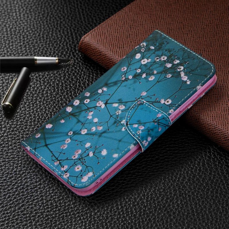 Flip Cover Læder Samsung Galaxy M11 Blomstrende Træ