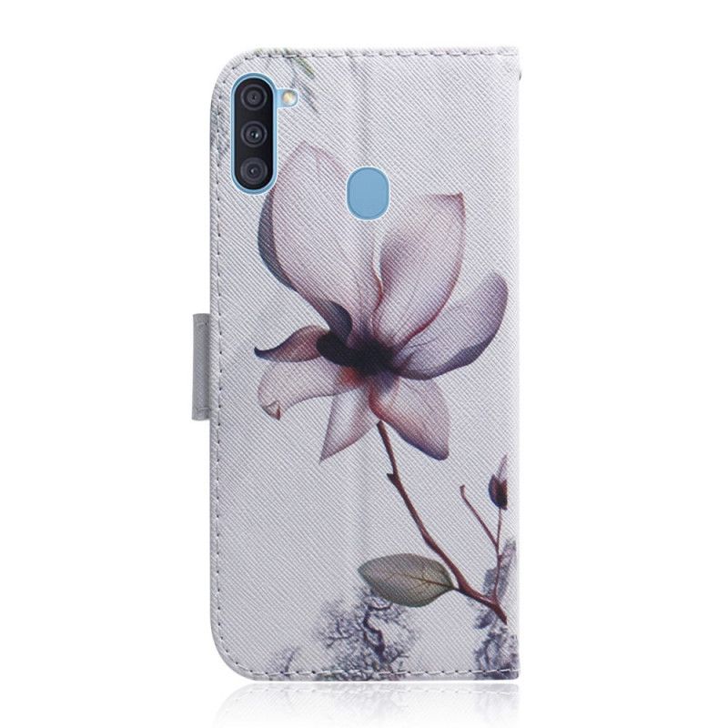 Flip Cover Læder Samsung Galaxy M11 Gammel Rosenblomst