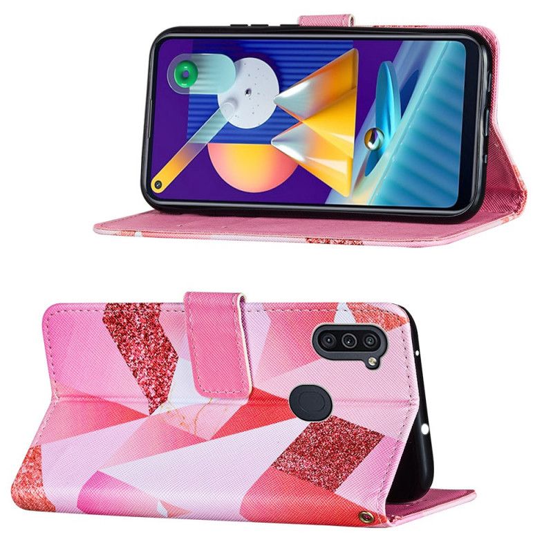 Flip Cover Samsung Galaxy M11 Mobilcover Lyserød Grafik