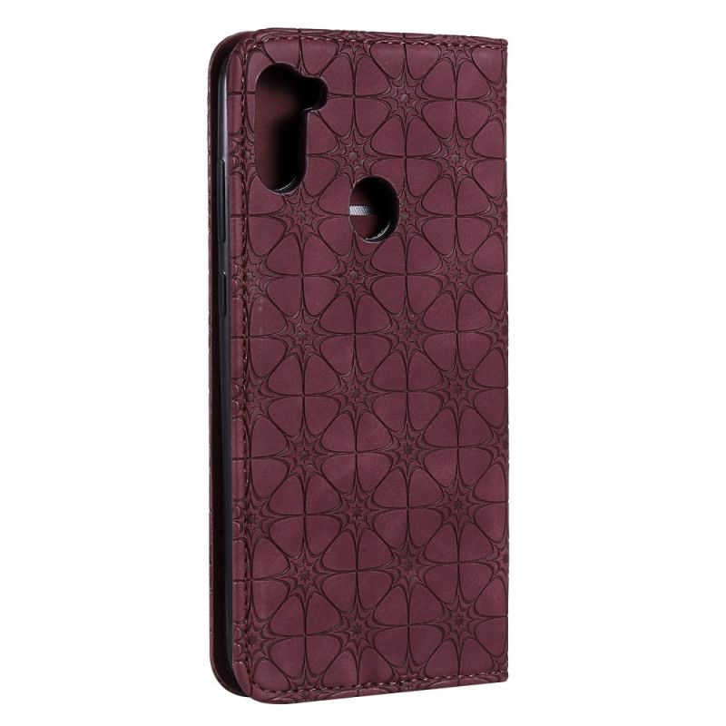 Læder Cover for Samsung Galaxy M11 Grøn Barokke Blomster