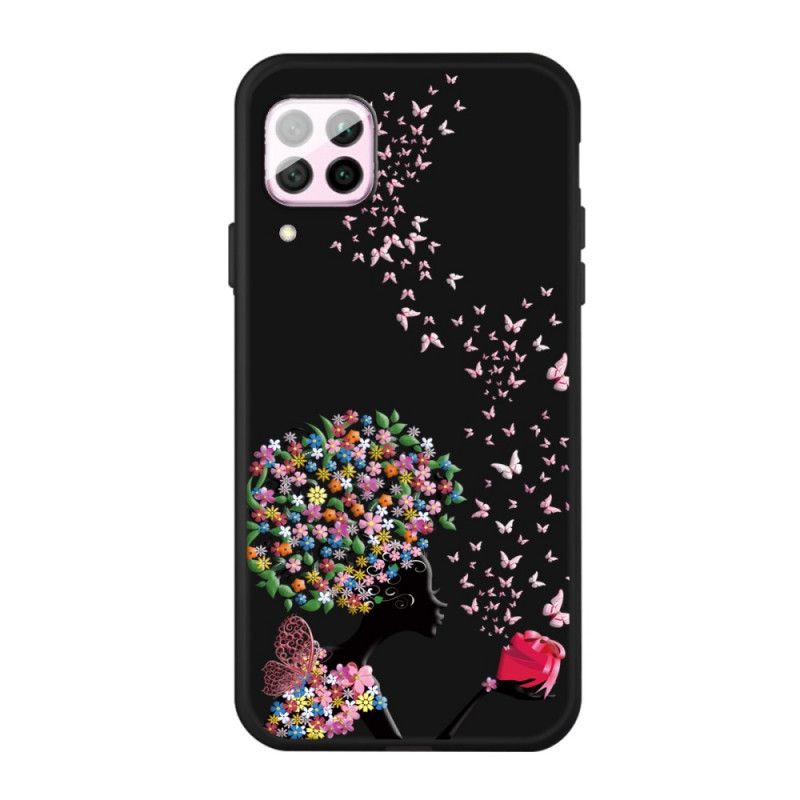 Cover for Huawei P40 Lite Kvinde Med Et Blomstret Hoved