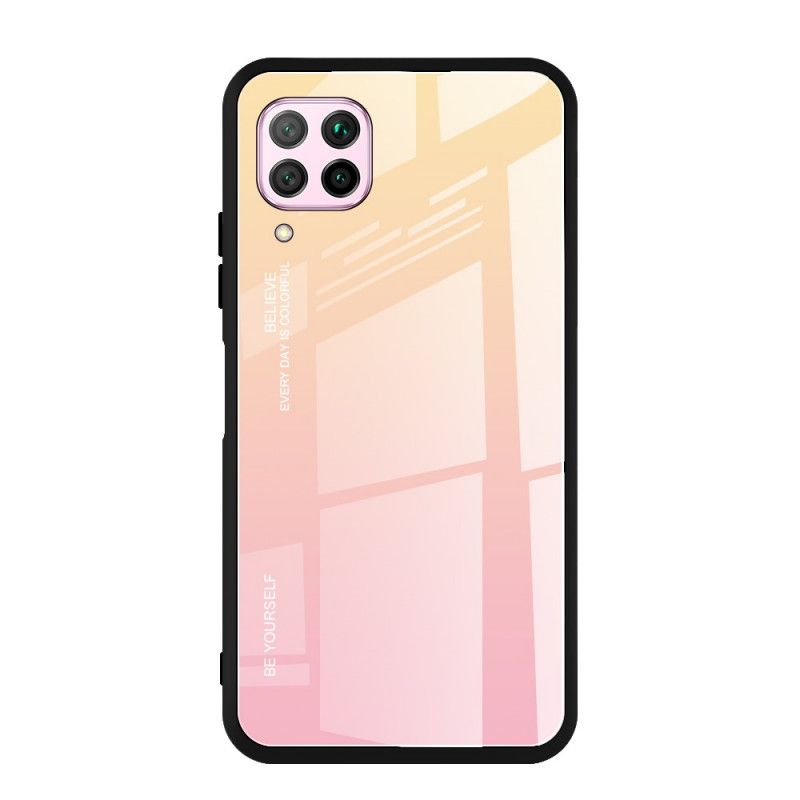 Cover for Huawei P40 Lite Rød Vær Dig Selv Hærdet Glas