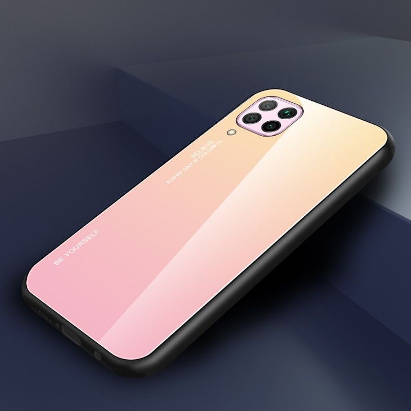 Cover for Huawei P40 Lite Rød Vær Dig Selv Hærdet Glas