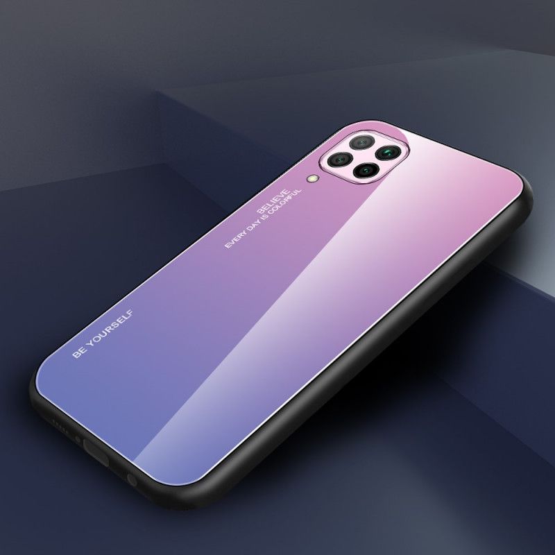 Cover for Huawei P40 Lite Rød Vær Dig Selv Hærdet Glas