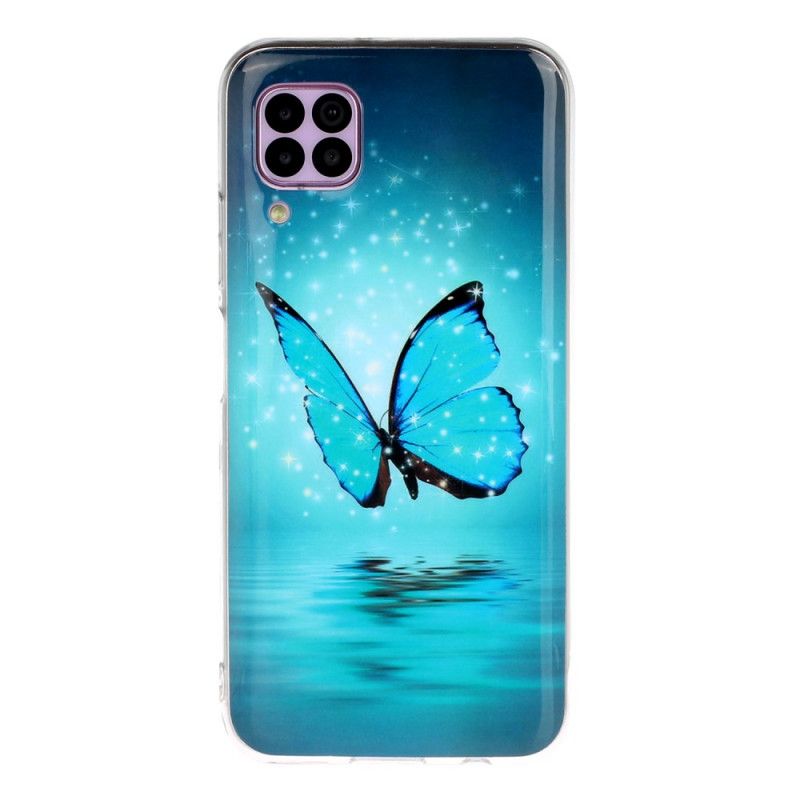 Cover Huawei P40 Lite Fluorescerende Blå Sommerfugl Original