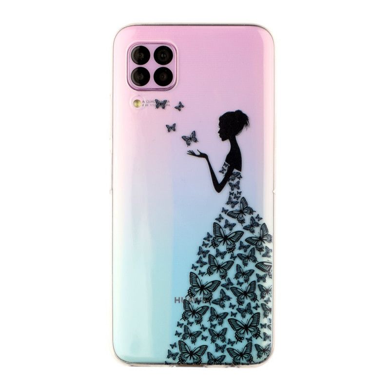 Cover Huawei P40 Lite Gennemsigtig Kjole Med Sommerfugle Original