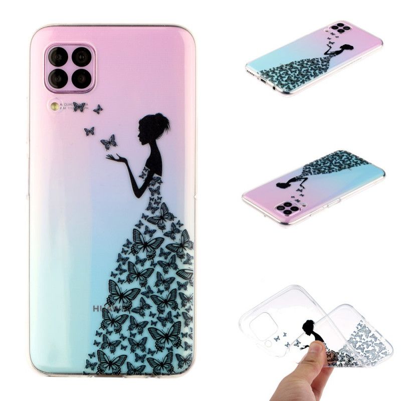 Cover Huawei P40 Lite Gennemsigtig Kjole Med Sommerfugle Original