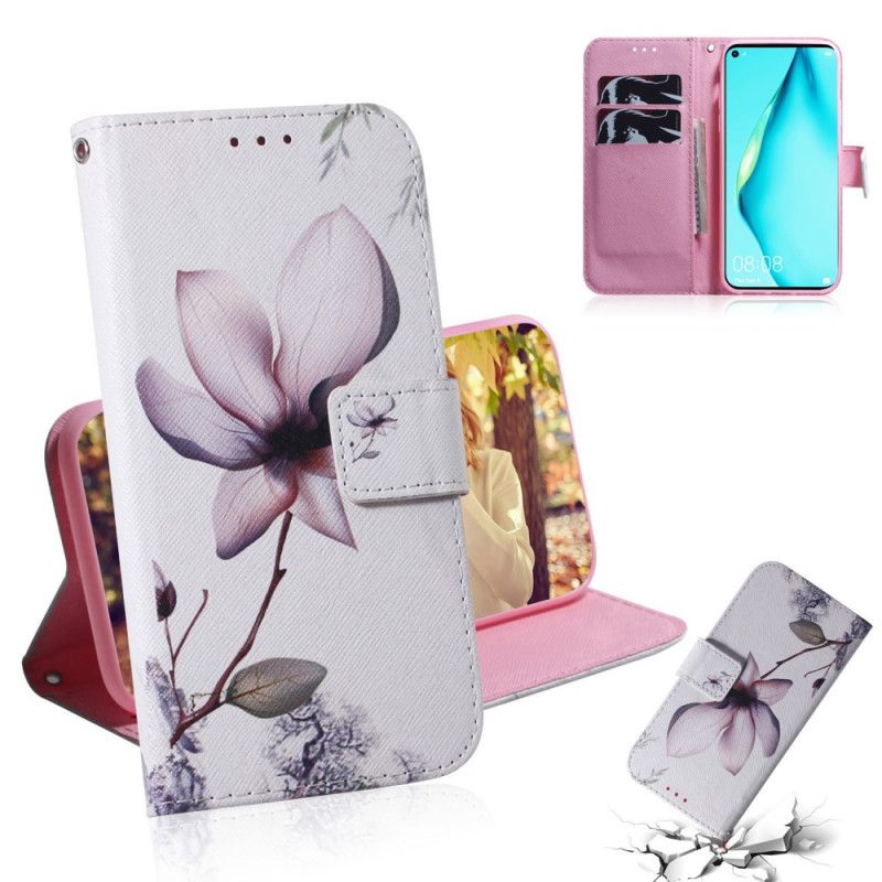 Flip Cover Huawei P40 Lite Mobilcover Gammel Rosenblomst