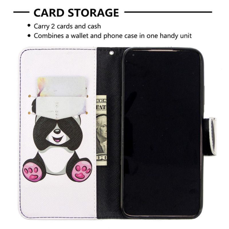 Flip Cover Læder for Huawei P40 Lite Sjov Panda