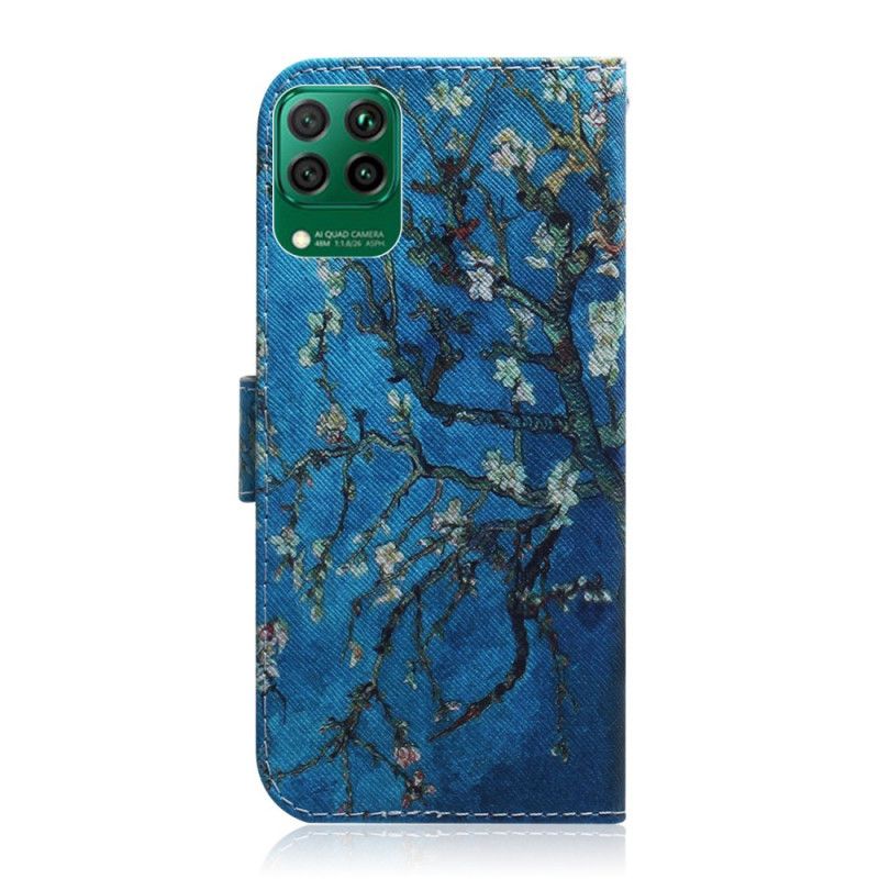 Flip Cover Læder Huawei P40 Lite Blomstrende Grene Beskyttelse