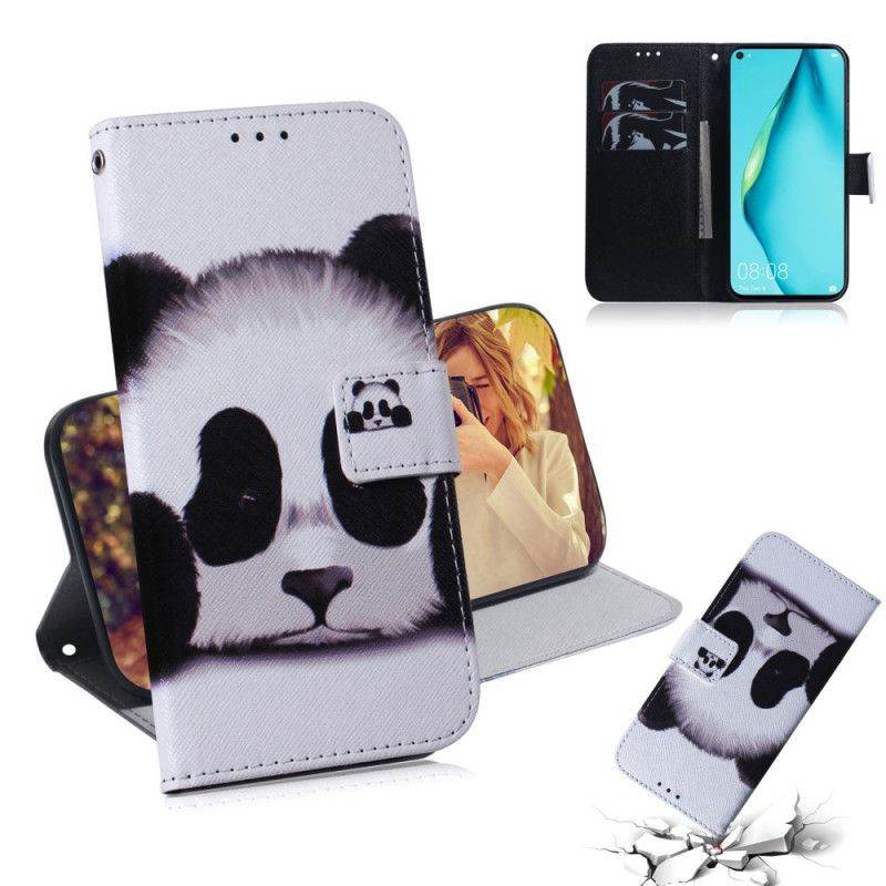 Flip Cover Læder Huawei P40 Lite Panda Ansigt