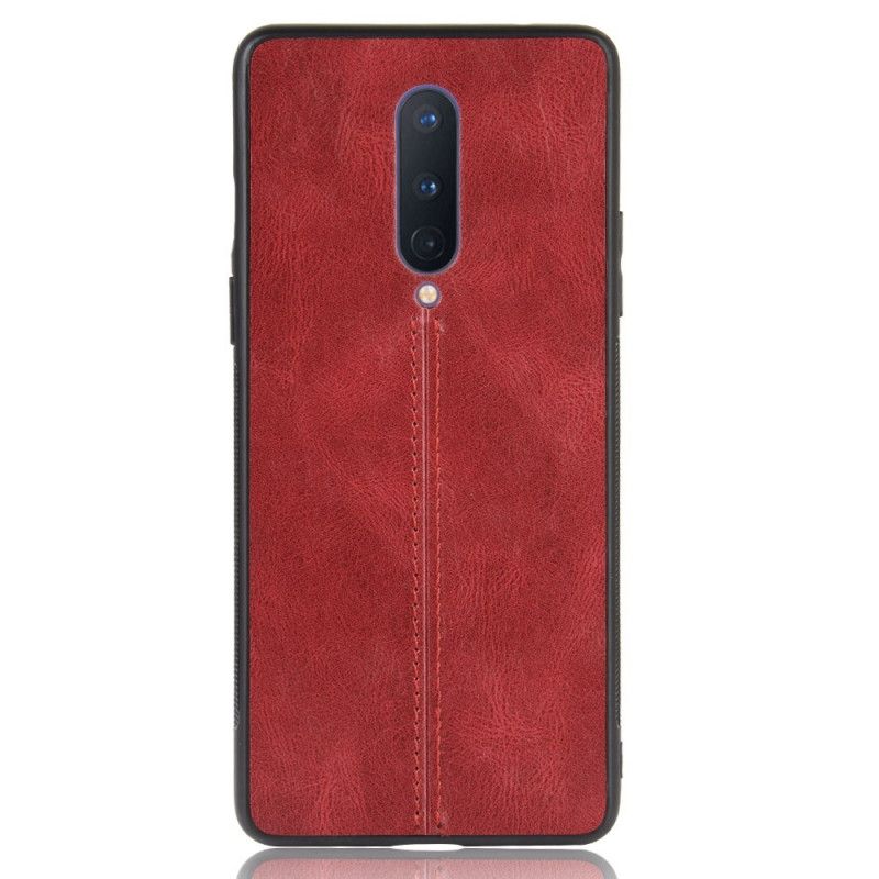 Cover OnePlus 8 Rød Syet Lædereffekt