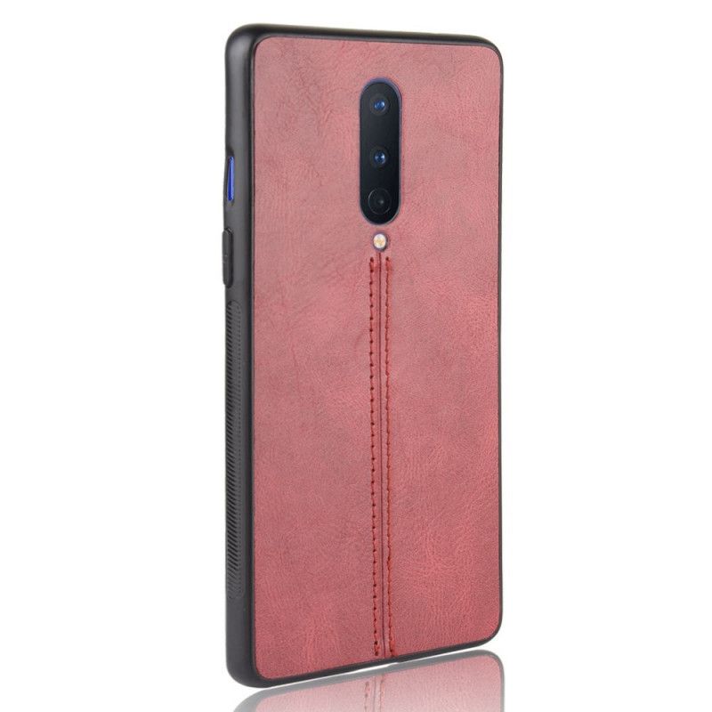 Cover OnePlus 8 Rød Syet Lædereffekt