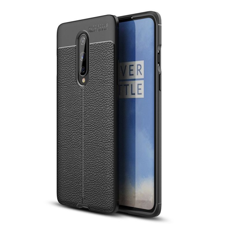 Cover OnePlus 8 Sort Dobbeltlinjeret Lychee-Lædereffekt