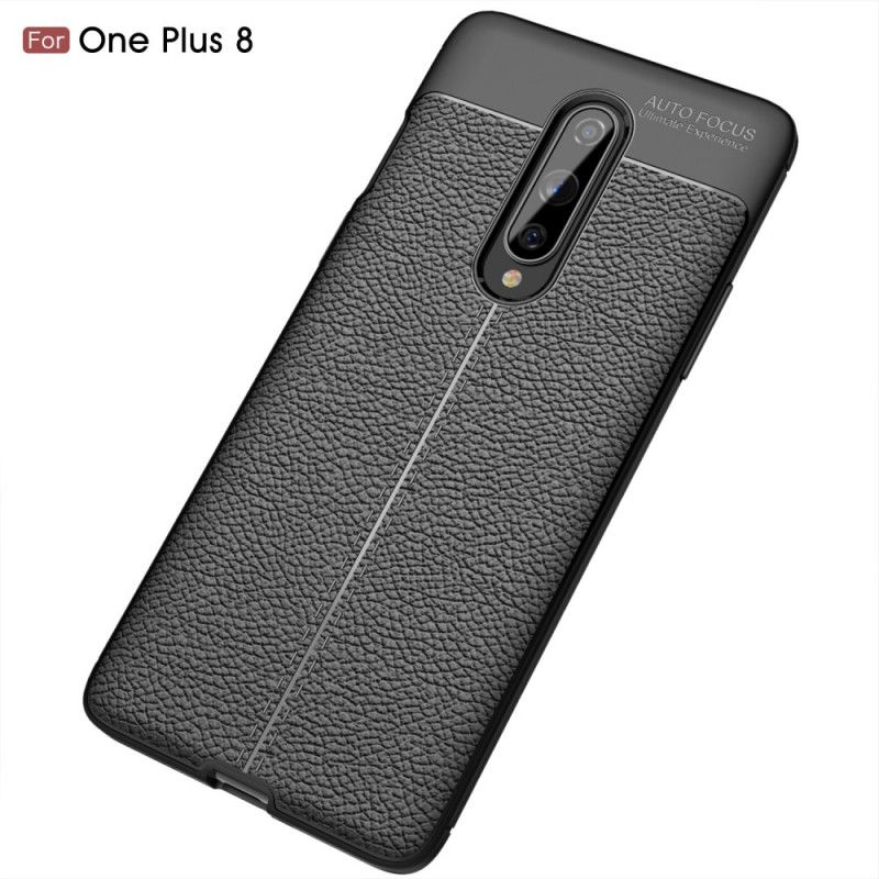 Cover OnePlus 8 Sort Dobbeltlinjeret Lychee-Lædereffekt