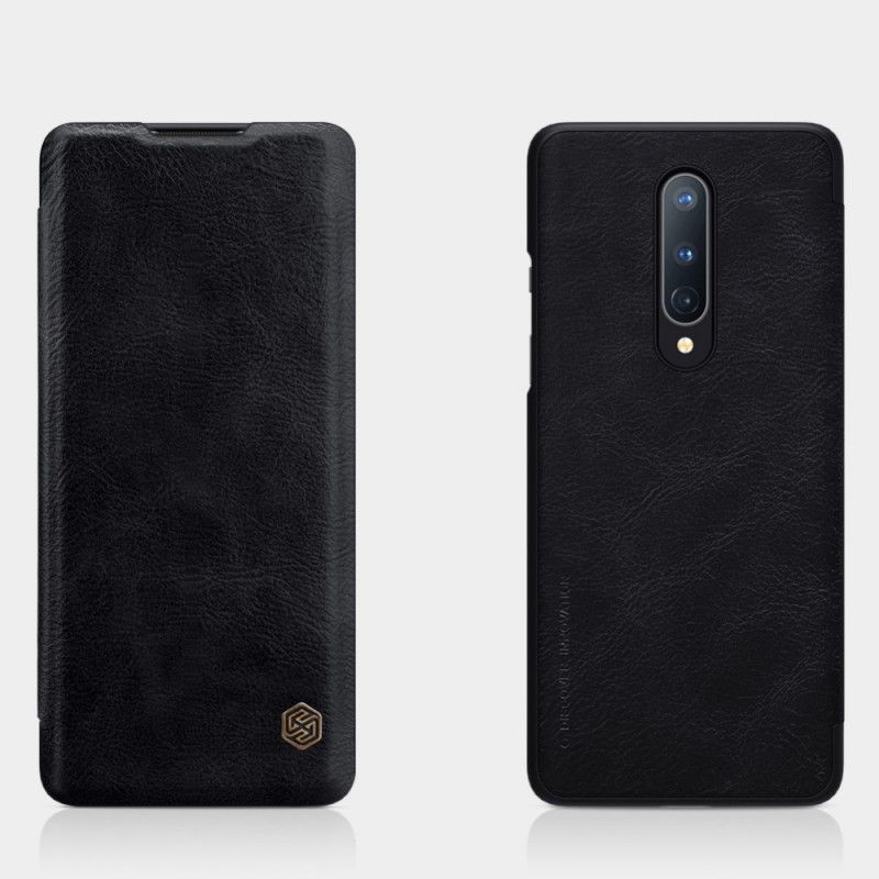 Læder Cover OnePlus 8 Rød Nillkin Qin-Serie