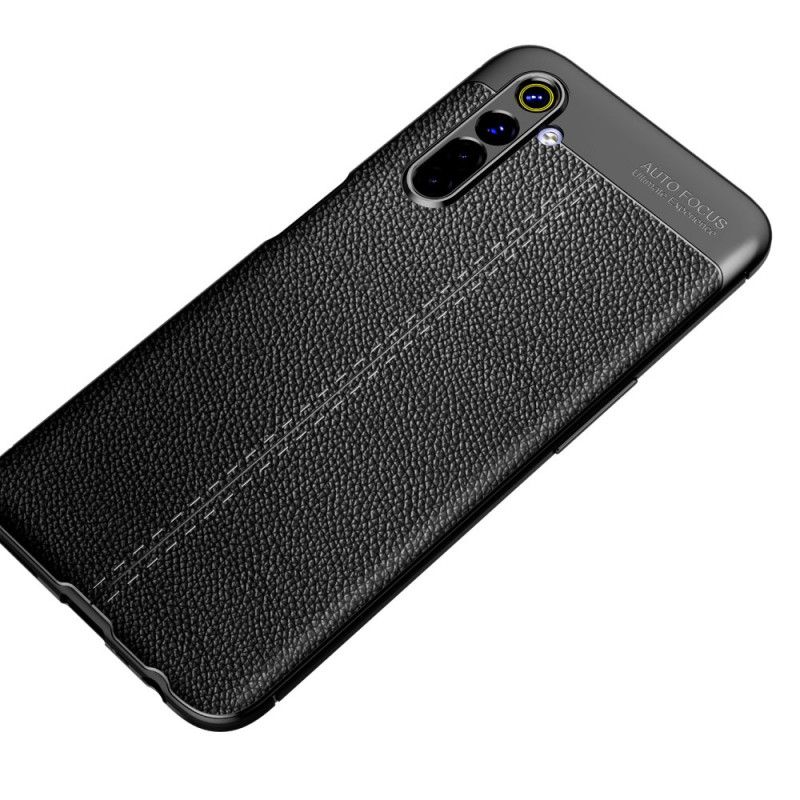 Cover Realme 6 Sort Dobbeltlinjeret Lychee-Lædereffekt