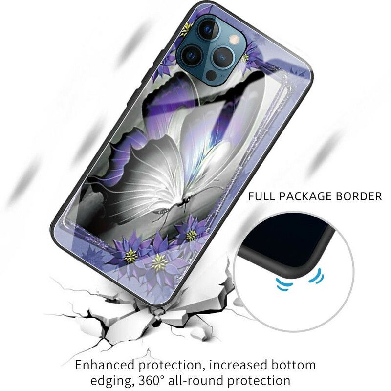 Cover iPhone 13 Pro Lilla Sommerfugl Hærdet Glas