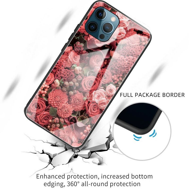 Cover iPhone 13 Pro Lyserøde Blomster Af Hærdet Glas