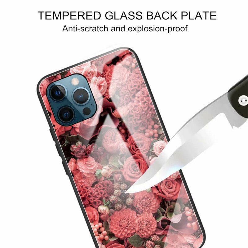 Cover iPhone 13 Pro Lyserøde Blomster Af Hærdet Glas