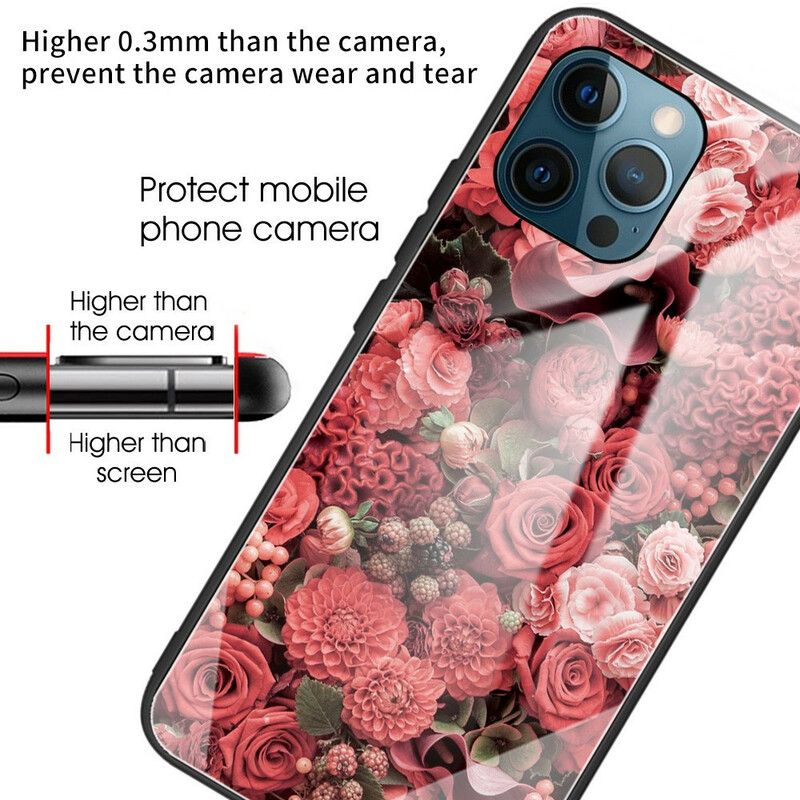 Cover iPhone 13 Pro Lyserøde Blomster Af Hærdet Glas