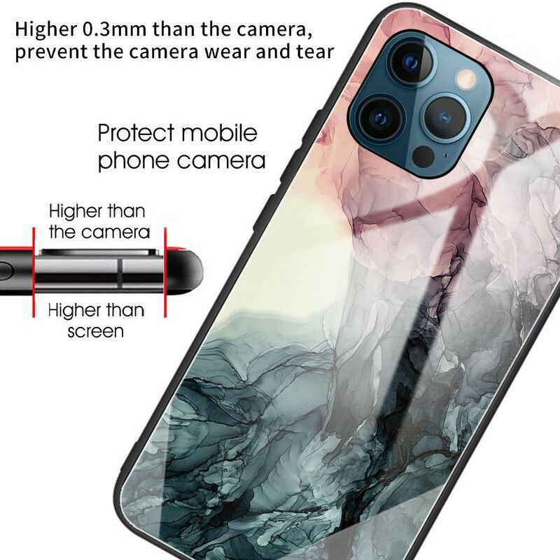 Cover iPhone 13 Pro Marmor Hærdet Glas