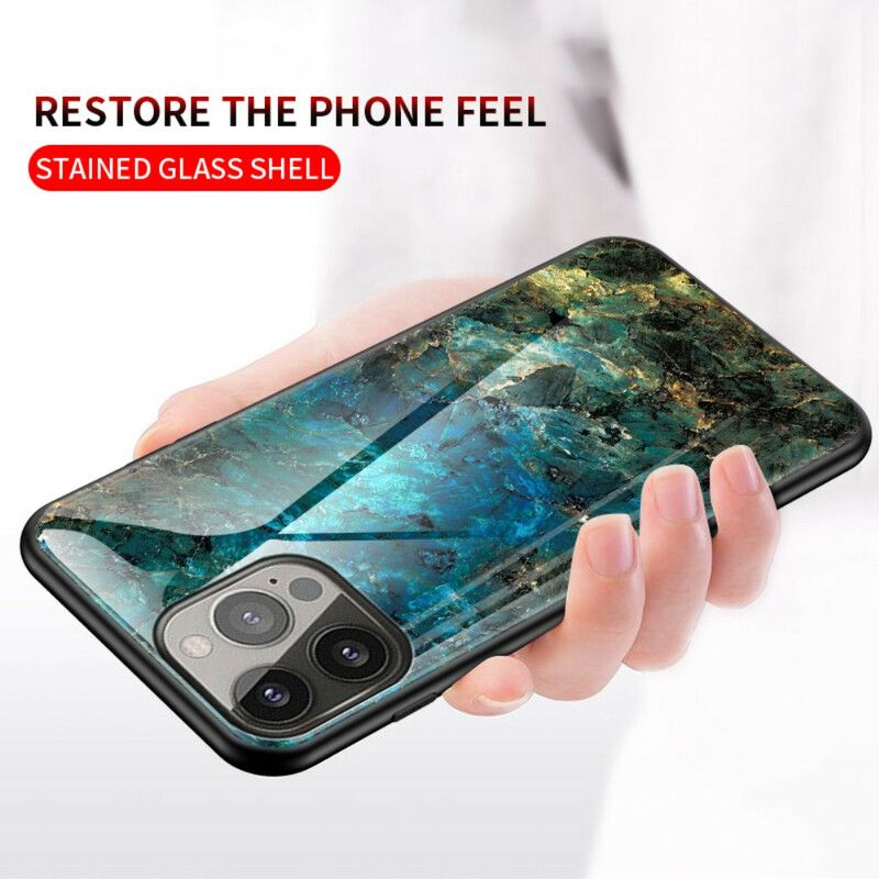 Cover iPhone 13 Pro Marmorfarver Hærdet Glas