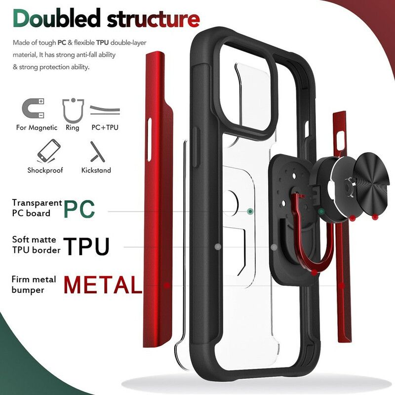 Cover iPhone 13 Pro Metal Effect Ring-holder